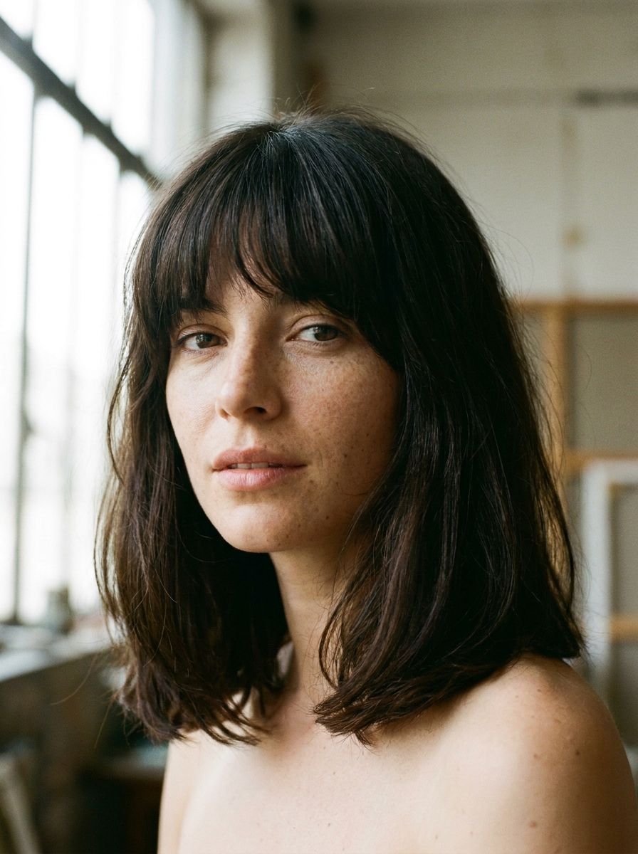 Long Bob mit Pony für dickes Haar - Long Bob mit Pony